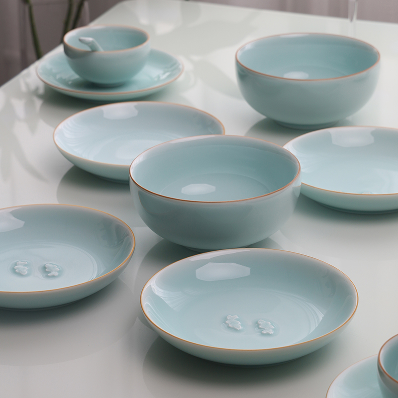 青瓷大众圆形手工7英寸碗盘碟子