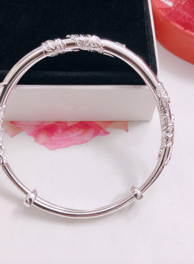 正品香港正生绕花丝银饰999手镯年轻款时尚小众气质送女友生日礼