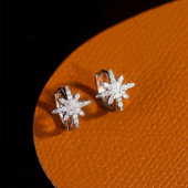 香港正生足银s925镶钻六芒星米字耳扣女手饰网红足银气质耳钉耳环