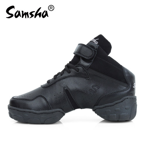 爵士牛皮专业黑色现代舞鞋