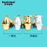 Детская золотая серебряная обувь на каблуке