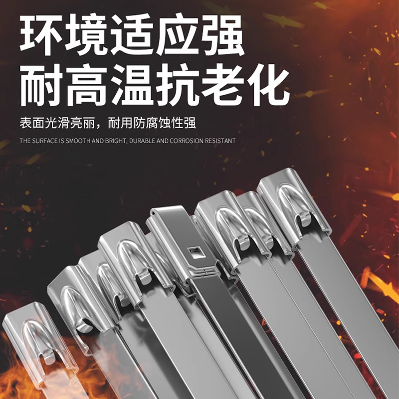 重复使用耐高温捆绑箍拉紧器304不锈钢扎带高强度抗老化自锁