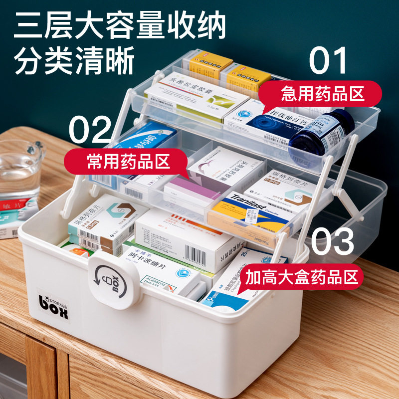 医药箱家庭装学生宿舍大容量储物箱小型药物药品收纳盒家用小