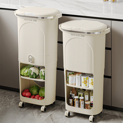 厨房垃圾桶家用大号双层2025新款大容量日式干湿分离置物架