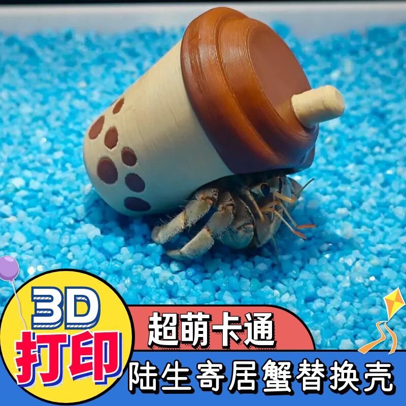 超萌陆生寄居蟹替换壳3D打印卡爬宠清洁及日用品