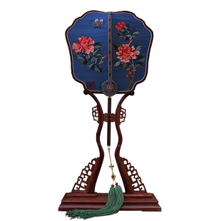 艺绫手工缂丝团扇非素面牡丹宫廷苏扇中式精品收藏工艺品富贵长春