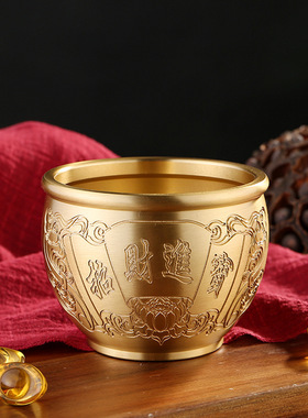 【JZ128】黄铜特大招米缸书房客厅聚财米缸精雕进宝百福米缸铜器