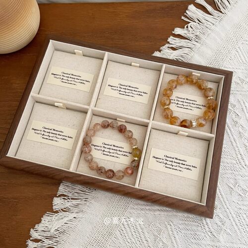 胡桃木首饰盒珠宝展示托盘珍珠项链戒指展示盒实木拍照道具饰品盘