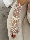 美高原创米色复古蕾丝手工新娘手套袖 套婚纱配饰跟妆造型样片旅拍