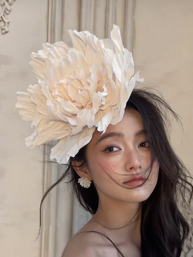 美高原创香槟手工大花蕾丝拍摄道具婚纱配饰样片写真旅拍服装橱窗