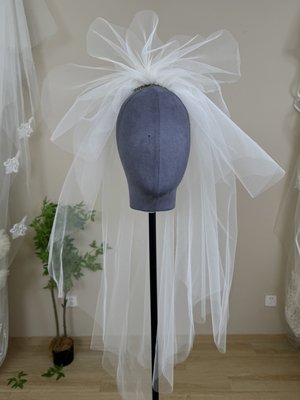 美高韩国纱新娘头纱夸张简约婚纱礼服配饰跟妆造型外景旅拍样片硬