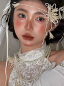 美高原创手工凌霄花串珠流苏新娘头饰样片旅拍婚纱摄影化妆造型