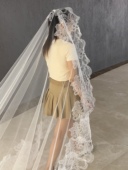 美高原创3米韩国纱复古蕾丝头纱新娘饰品影楼拍照样片拍摄造型