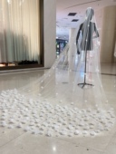 美高3.5米韩国纱花朵长头纱新娘头饰品影楼拍照样片拍摄外景造型