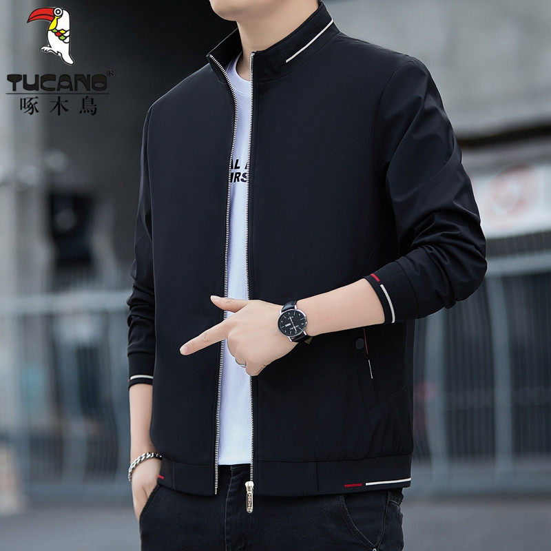 啄木鸟外套男士春秋款高级感新款衣服商务休闲大码男装加绒夹克衫