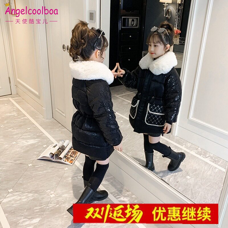 女童棉衣冬装2021新款韩版儿童洋气羽绒棉服中大童中长款棉袄童装