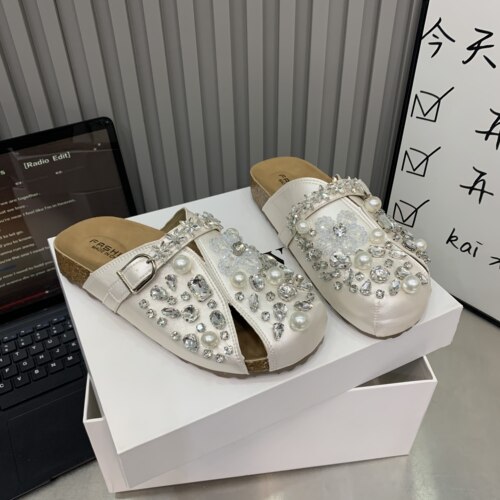 欧洲站2026夏季新款水钻串珠厚底鞋女潮鞋松糕鞋休闲凉鞋拖何3208