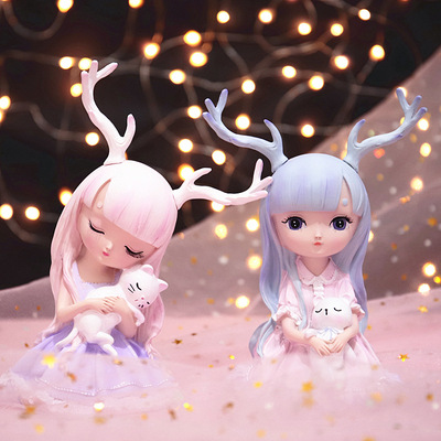 少女心ins风幽境之鹿摆件粉红系家居桌面装饰品礼品女孩生日礼物