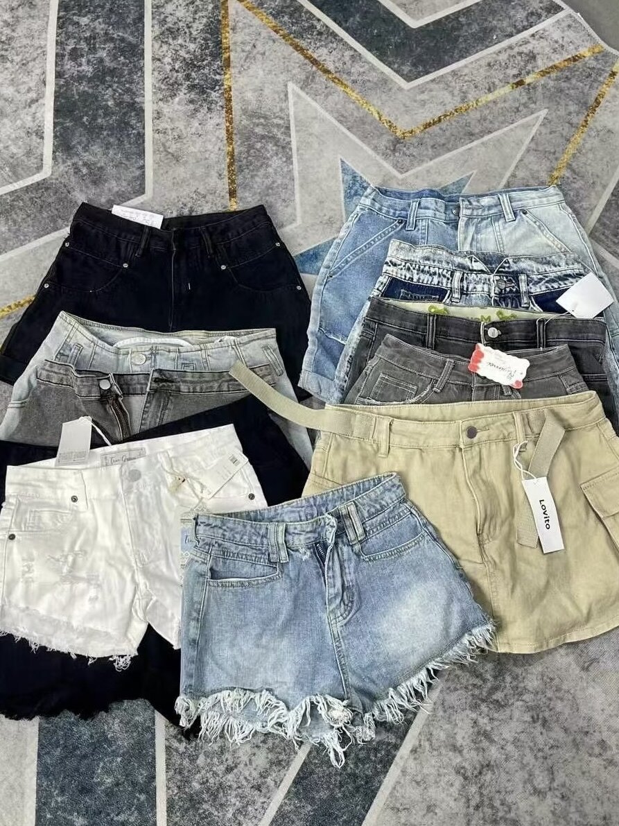 夏季热裤甜酷复古辣妹牛仔短裤实图拍摄下单备注编码