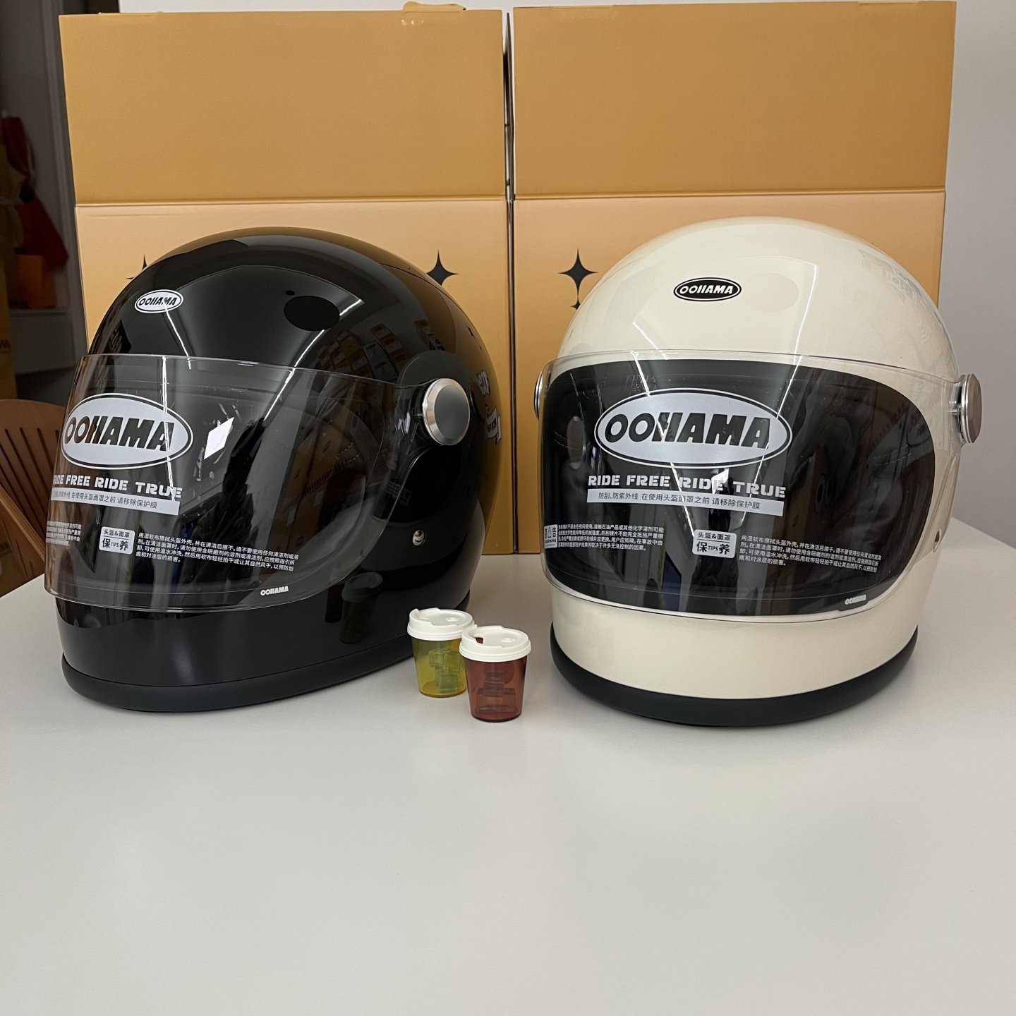 OOHAMA复古摩托车全盔 男女素色小盔体骑士乐高安全帽头盔3C认证