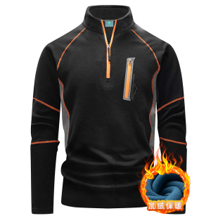 户外运动摇粒绒长袖 T恤男卫衣男上衣抓绒衣休闲徒步旅行透气保暖