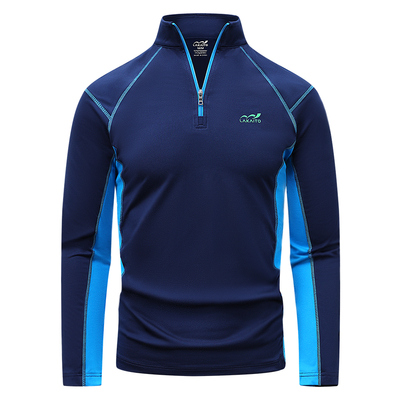 户外弹力速干衣男长袖t恤男加绒保暖吸汗透气大码登山徒步打底衫