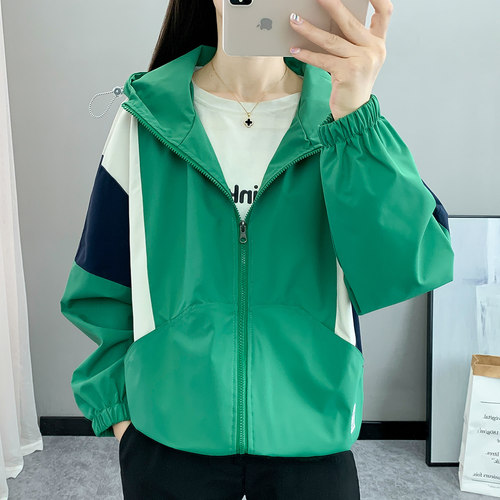 户外单层连帽冲锋衣短款登山服