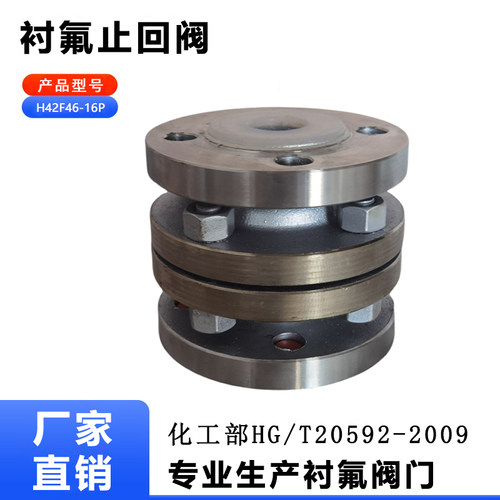 H42F46-10/16P立式衬氟止回阀防腐耐酸碱304不锈钢法兰衬氟止回阀