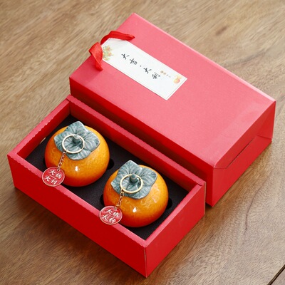 大吉大利创意陶瓷橘子茶叶罐喜糖罐家居摆件节日礼品公司活动礼物