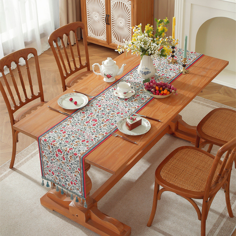 胡桃木桌旗中古风流苏装饰斗柜电视柜茶几布艺桌布长条巾餐桌台布