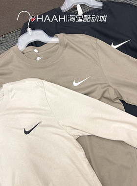 NIKE耐克男子刺绣小钩圆领单衣休闲长袖T恤DZ3044 DR7822 AR5194