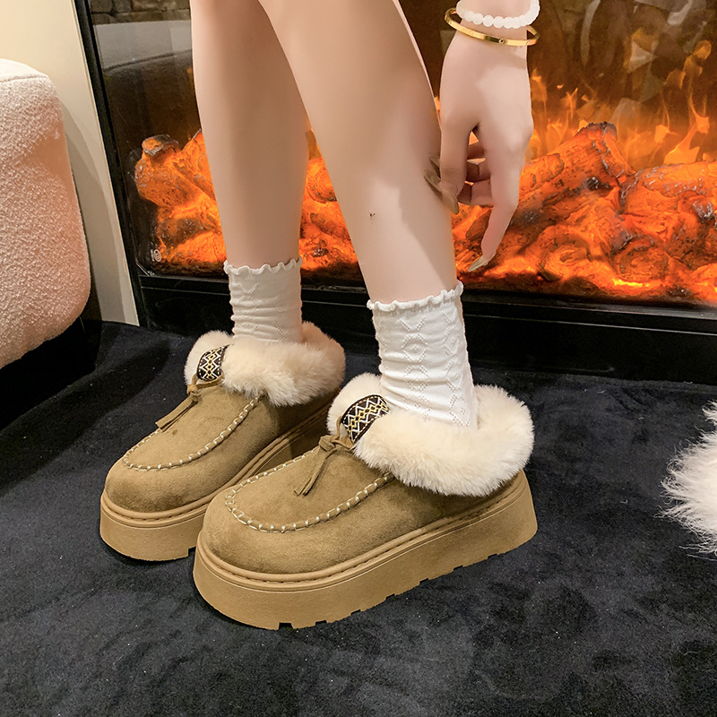 勃肯加绒厚底雪地靴41-43冬季