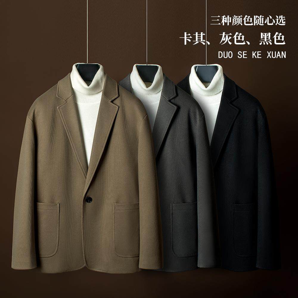 秋冬新款男士高质感咖色西服套装