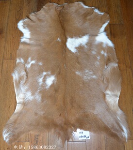 挂毯 客厅卧室书房玄关地毯 壁毯 皮毛一体 整张深咖白山羊皮159