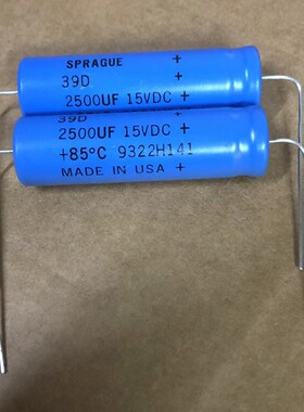 全新美国思碧 SPRAGUE 2500UF 15V 39D系列 胆机音频滤波电解电容