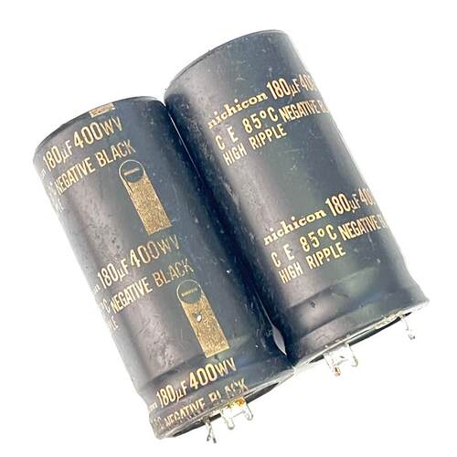 拆机尼康nichicon NEGATIVE BLACK 180UF400V 音频滤波电解电容