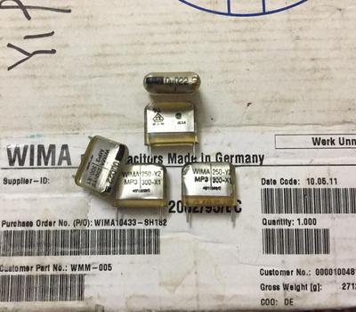 WIMA威马MP3-Y2 0.022uF 223 250V 300V X1 铜脚耦合透明薄膜电容