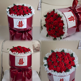 创意生日礼物针织手工毛线成品订婚花束送女友闺蜜领证拍照道具