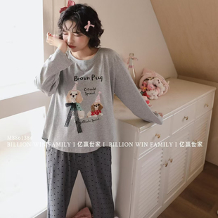 长袖 2025新款 纯棉家居服女卡通印花派对狗宽松休闲可外穿睡衣