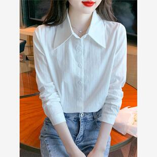 纯棉衬衫女式长袖设计2026春秋季新款百搭衬衫高端优雅上衣