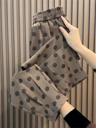 棉麻小脚裤九分高腰束脚灯笼裤