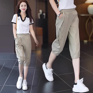 高腰显瘦速干运动休闲束脚裤 冰丝七分哈伦裤 2025新款 女夏季 子 薄款