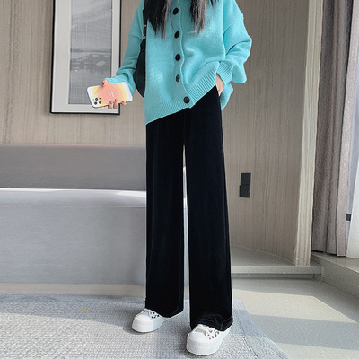 金丝绒阔腿裤女2024新款秋冬
