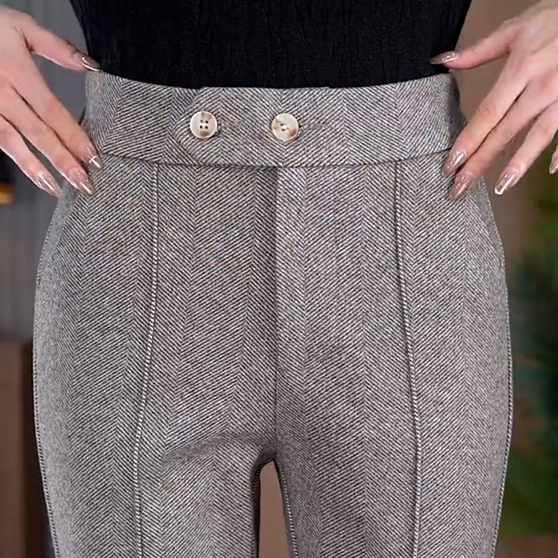 高级卡其毛呢裤女2025新款爆款