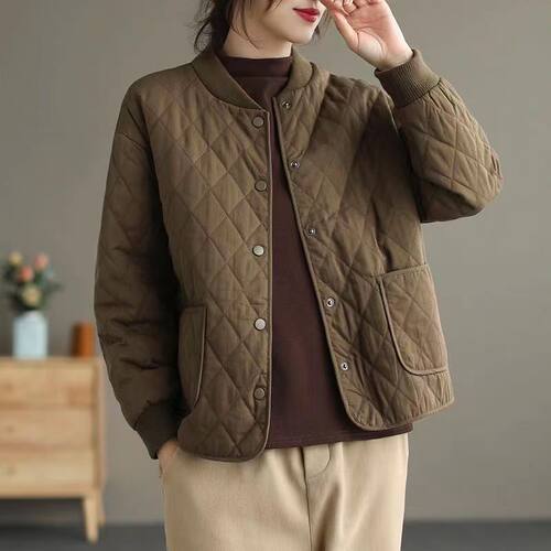 棉衣棉服女秋冬季菱格夹