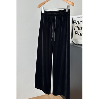 小个子裤子150加绒丝绒阔腿