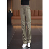 工装 直筒宽松休闲宽松裤 裤 薄款 美式 松紧高腰窄版 女夏季 2026新款 子