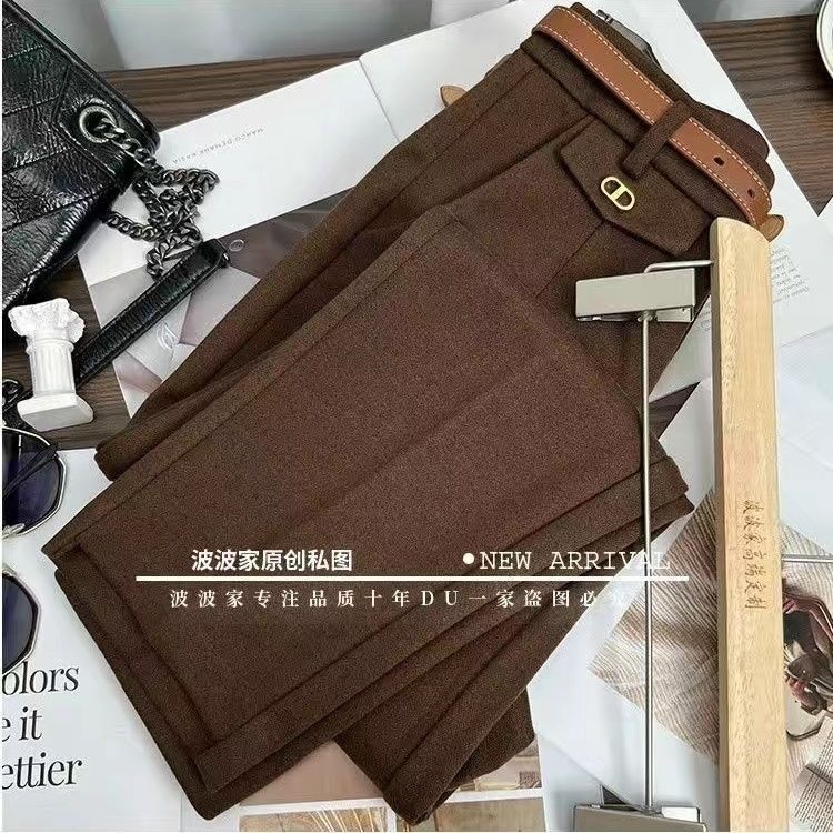 时尚百搭减龄毛呢烟管裤女2025秋冬款加厚气质高腰休闲西装九分裤,女装/女士精品,休闲裤,淘宝优惠券,粉丝福利购,淘宝优惠卷