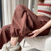 高腰宽松束脚九分哈伦裤 冰丝速干灯笼运动裤 休闲山本裤 薄款 女夏季