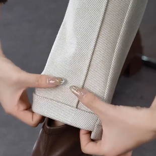 高档毛呢裤小个子显高烟管裤女2025爆款春秋季加绒加厚西服裤直筒